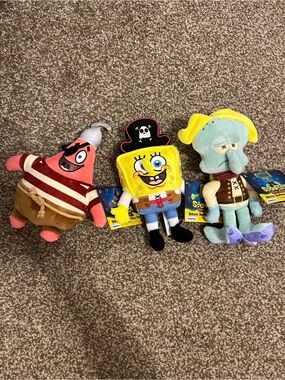 SpongeBob SquarePants Movie Plushies Bundle - SpongeBob Patrick Squidward